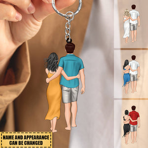 Hugging Couple Personalized Keychain