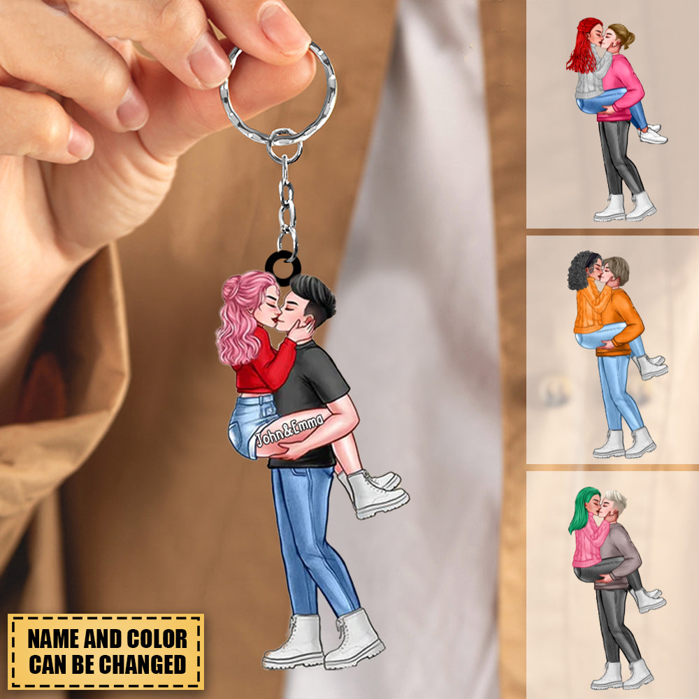 Gift For Couple For Her For Him Kiss Couple Acrylic Keychain