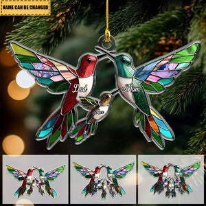 Family Members Christmas Hummingbird Together Personalized Acrylic Ornament