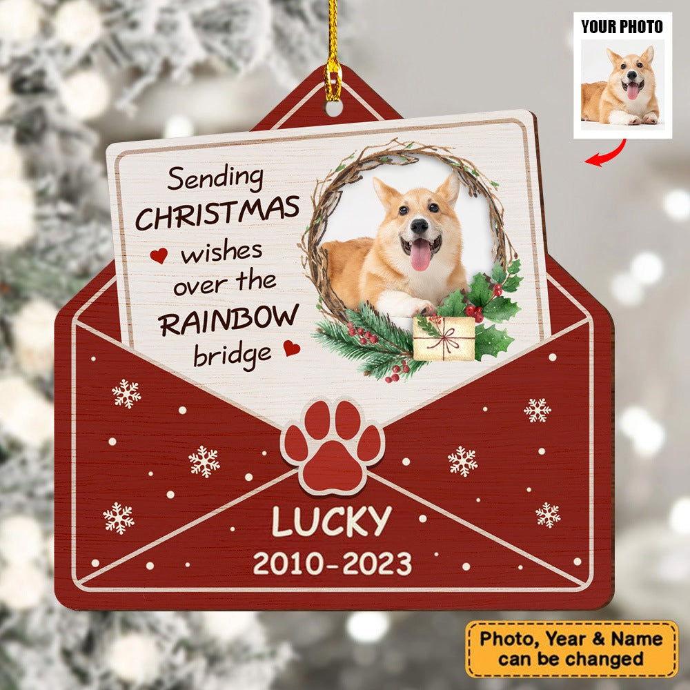 Dog Memorial Gift Sending Christmas Wishes Photo Ornament