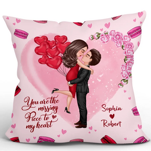 Doll Couple Kissing Hugging Personalized Pillow - Gift For Him Gift For Her