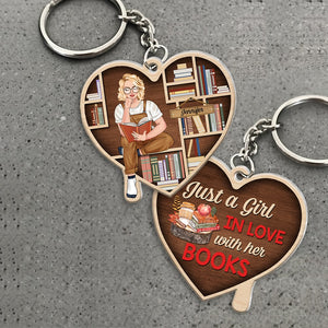 Just A Girl In Love With Her Books-Personalized Keychain- Gift For Book Lover- Book Lover Keychain