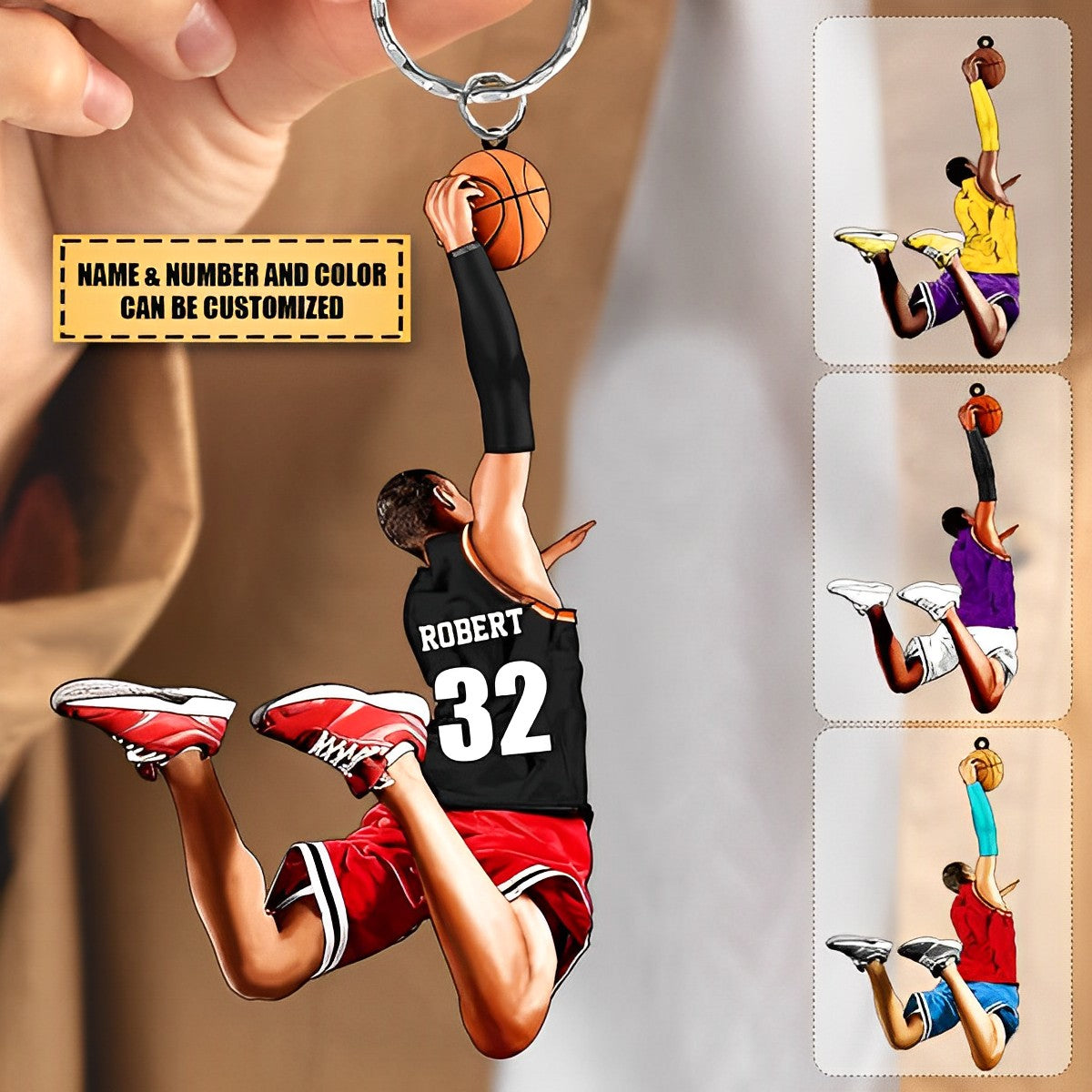 Personalized Basketball Player Keychain For Basketball Fans , Basketball Lovers