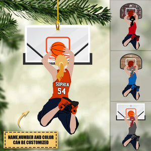 Personalized Basketball Slam Dunk Shaped Christmas Ornament For Basketball Lovers