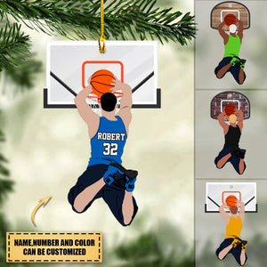 Personalized Basketball Slam Dunk Shaped Christmas Ornament For Basketball Lovers