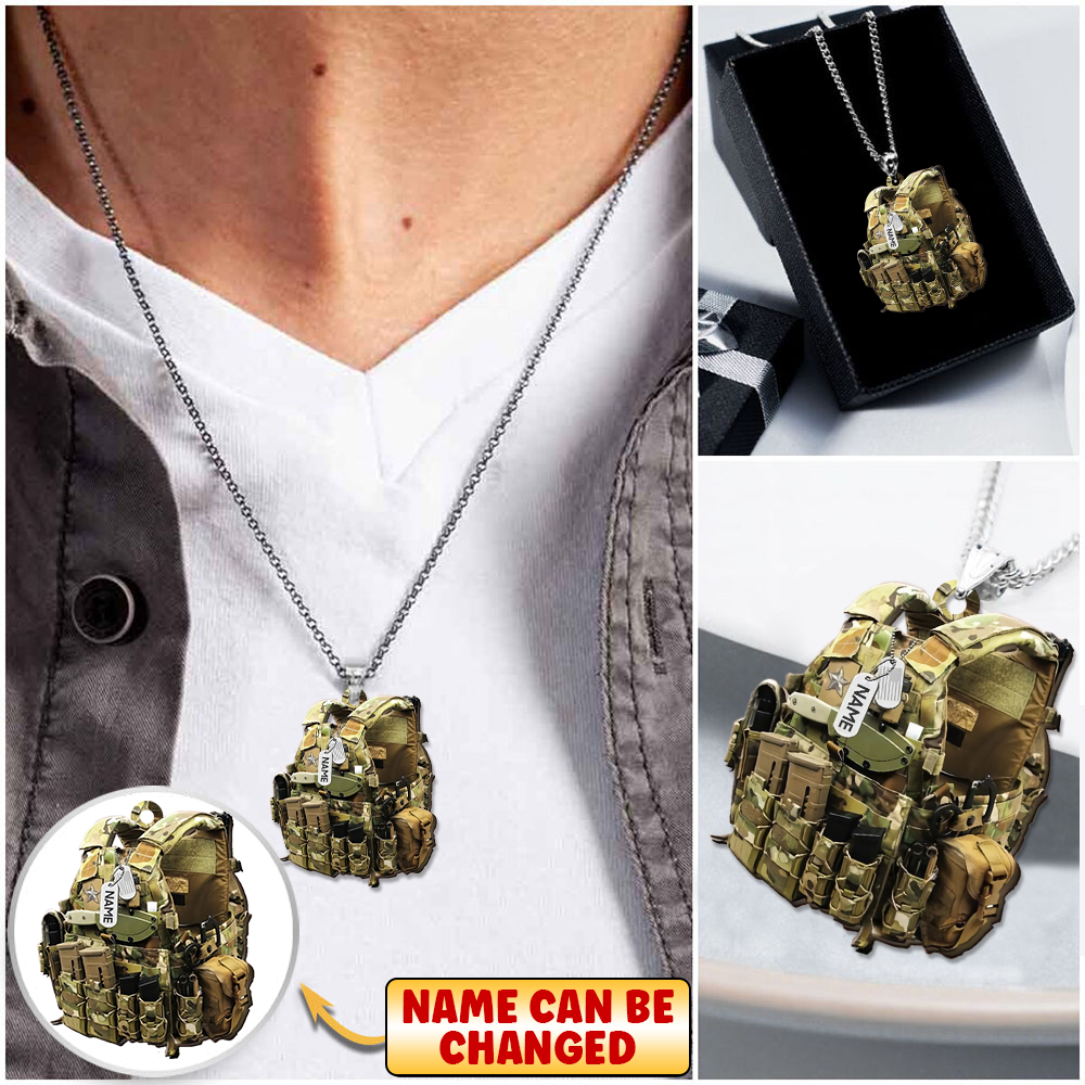 Personalized Soldier Vests Stainless Steel Necklace