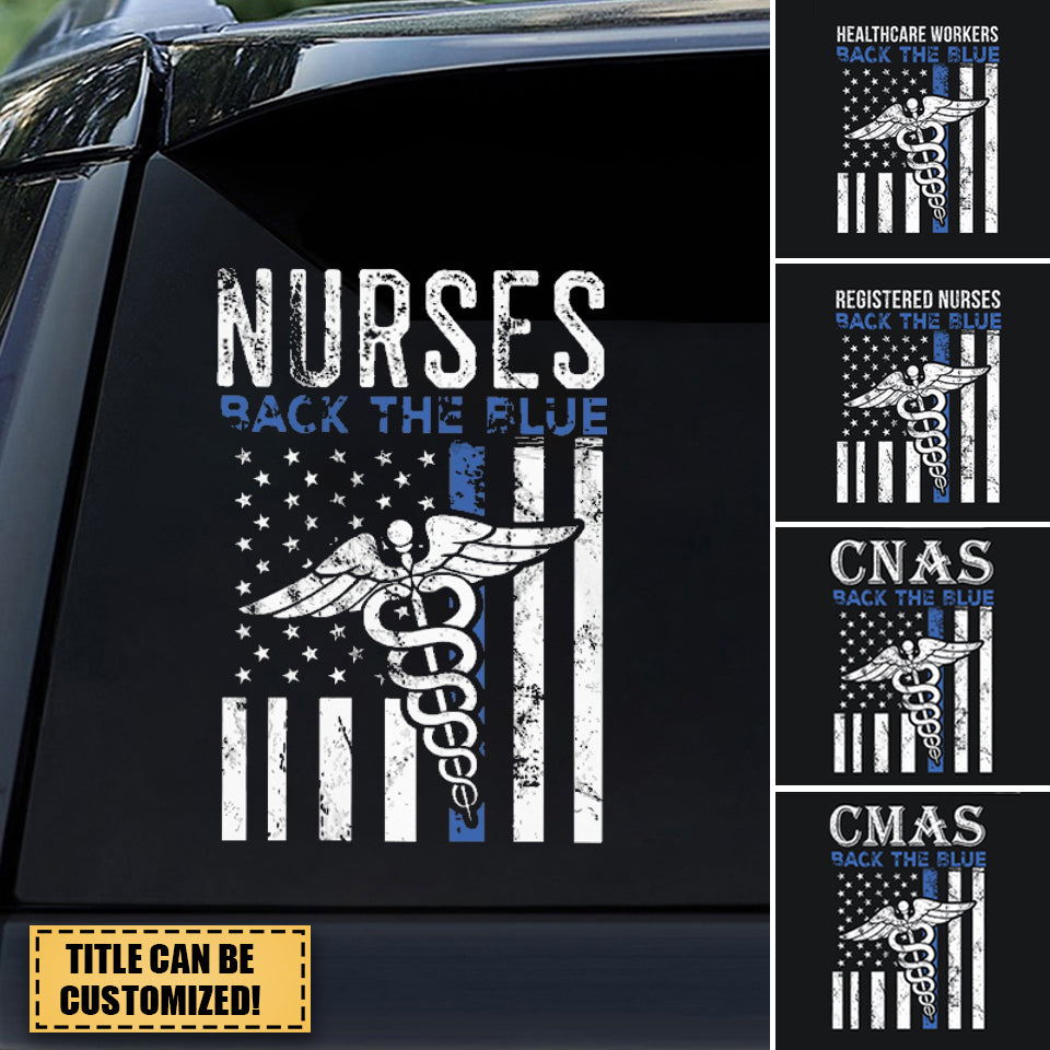 Personalized Back The Blue Nurse Decal