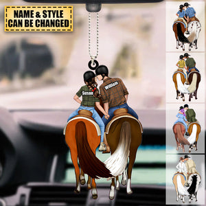 Kissing Couple - Personalized Car Acrylic Ornament For Horse Couples, Horseback Riding Lovers