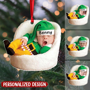 Baby Newborn Funny My First Christmas Upload Photo Personalized Acrylic Ornament