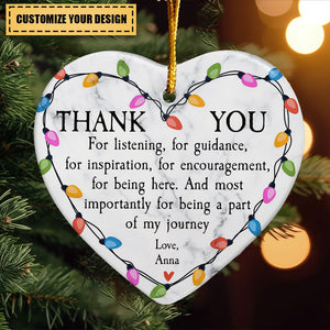 Thank You For Being A Part Of My Journey - Personalized Heart Shaped Ceramic Ornament