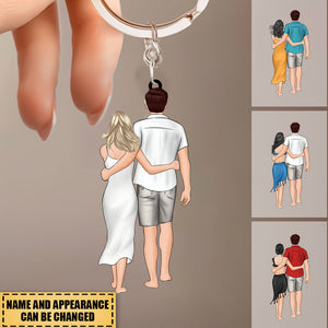 Hugging Couple Personalized Keychain