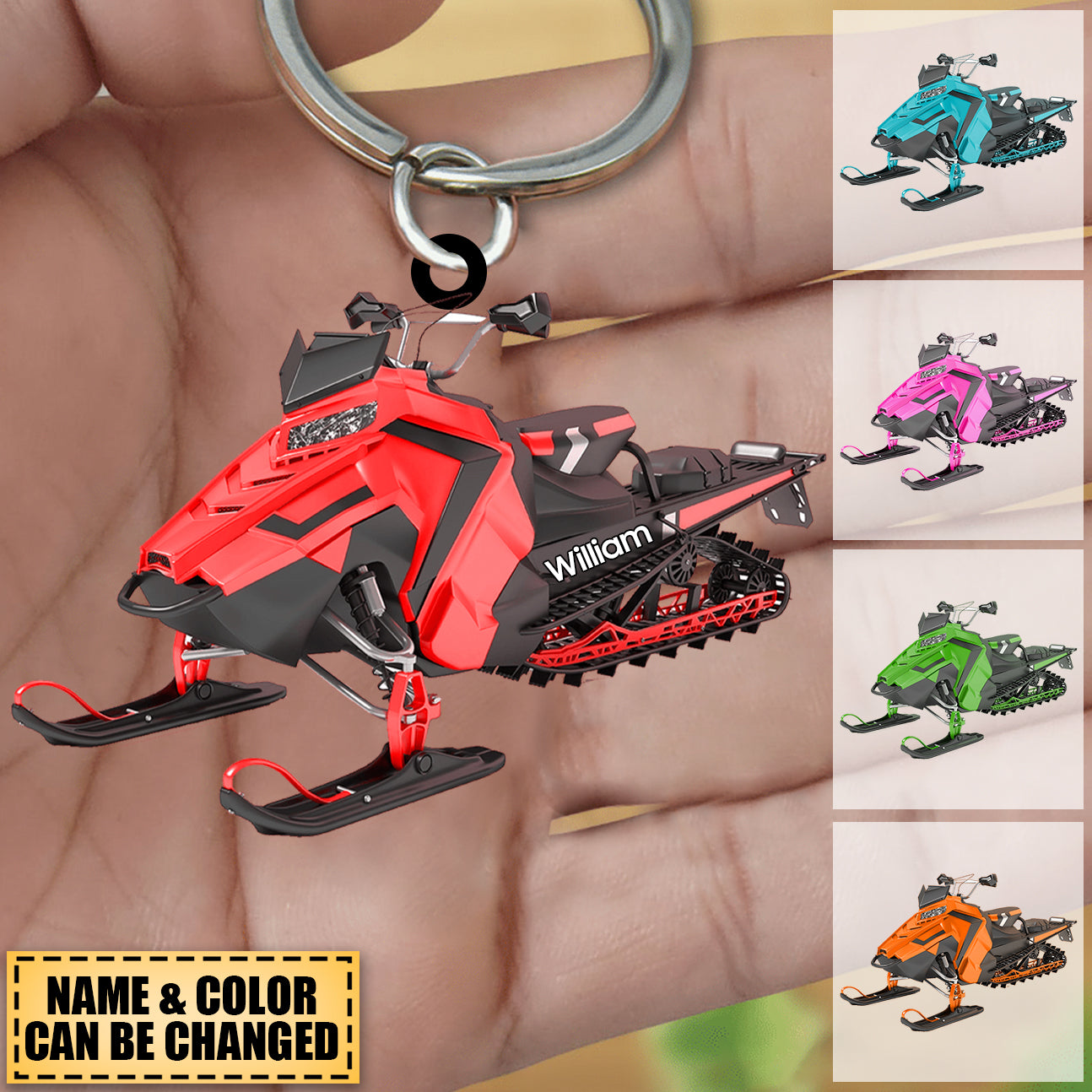 Personalized Snowmobile Acrylic Keychain