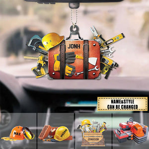 Personalized Construction Engineer Builder Worker Car Ornament