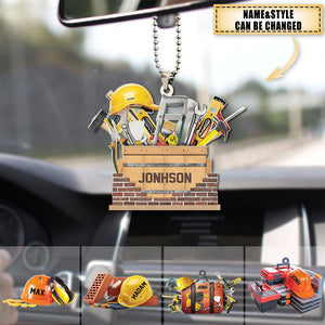 Personalized Construction Engineer Builder Worker Car Ornament