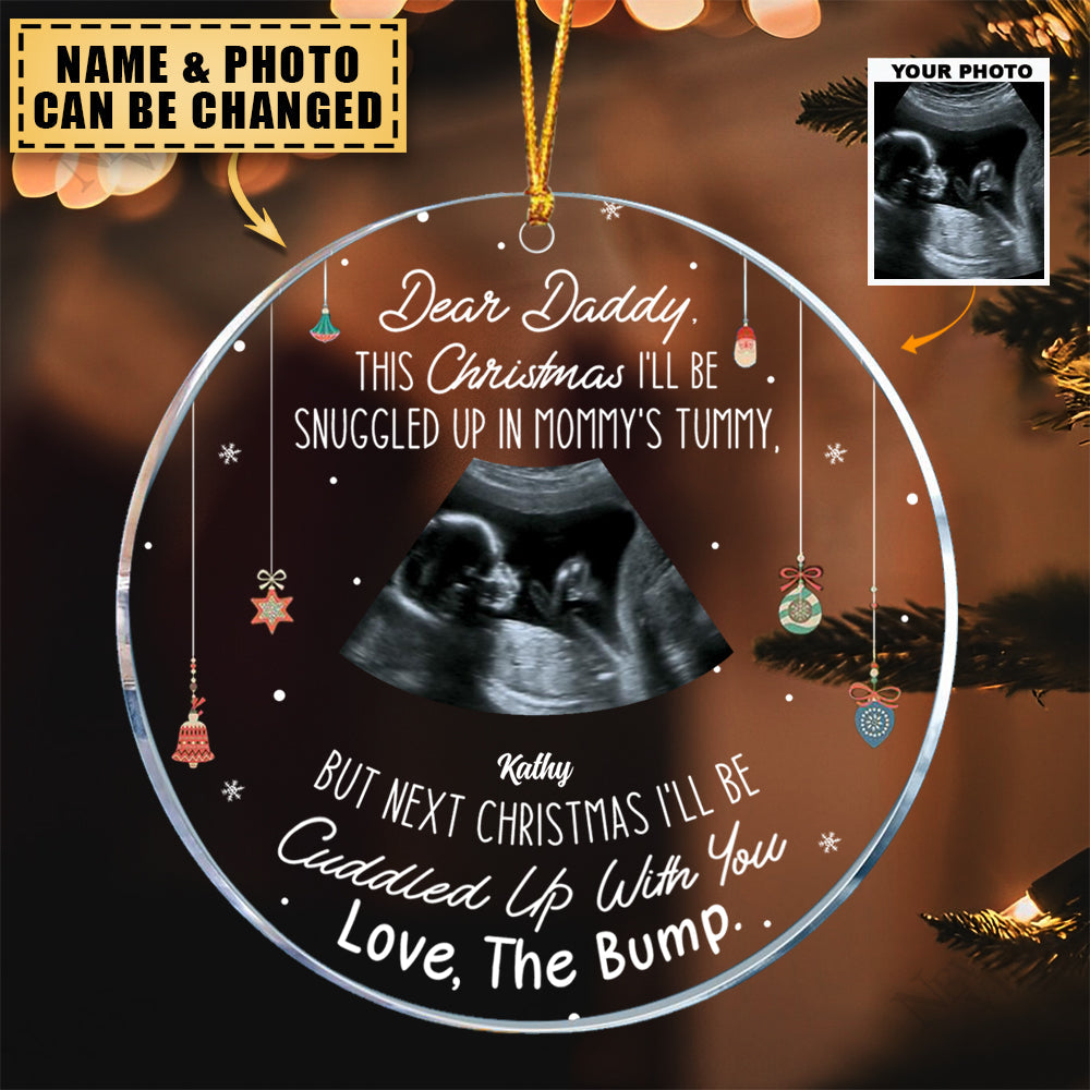 This Christmas Baby Bump To Daddy - Personalized Circle Acrylic Ornament