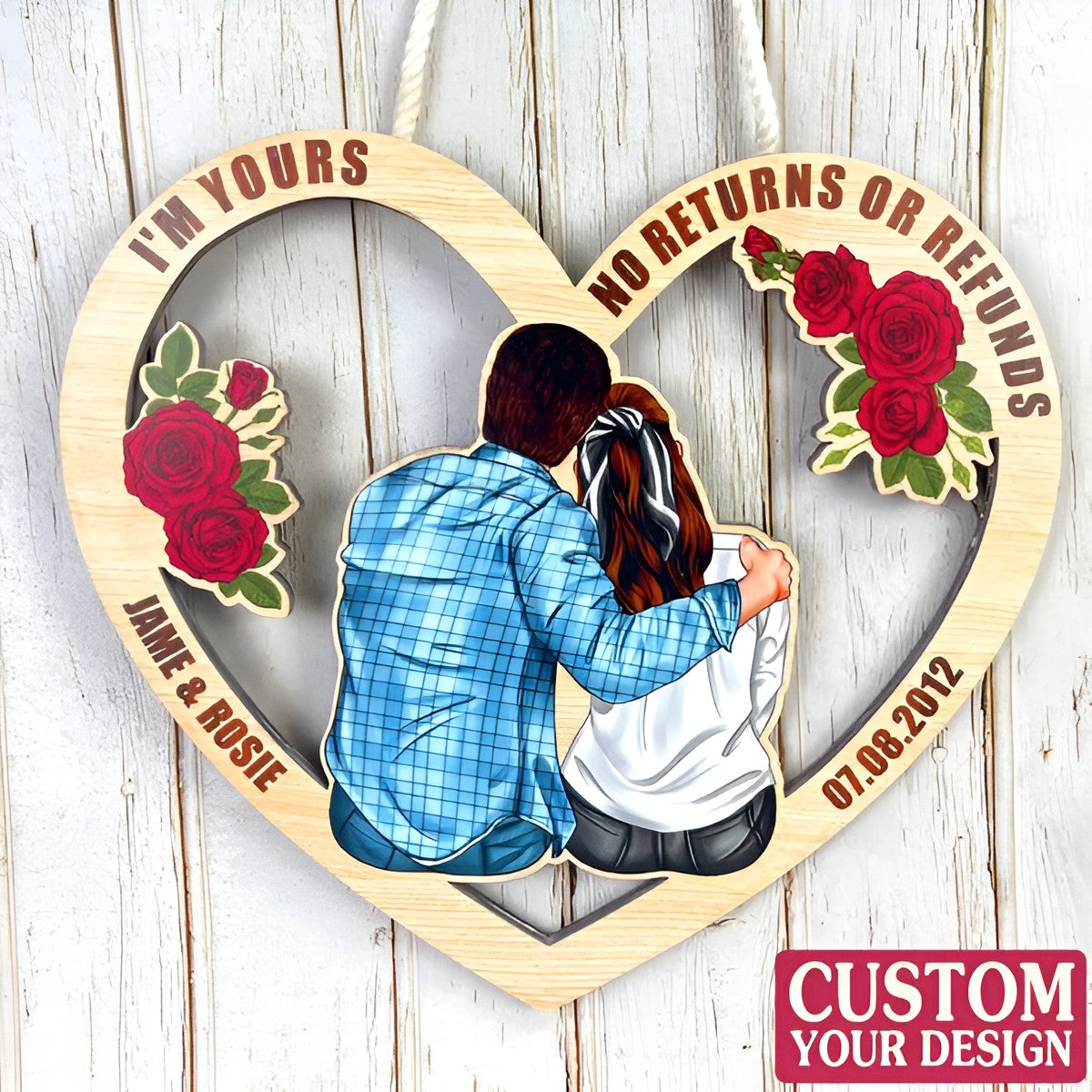 I'm Yours No Returns Or Refunds - Personalized Couple Wood Sign - Meaningful Gift For Anniversary, Valentine's Day