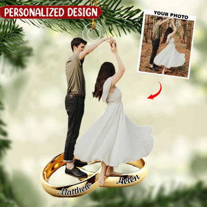 Wedding Ring - Personalized Custom Photo Mica Ornament - Christmas, Wedding Gift For Couple, Wife, Husband