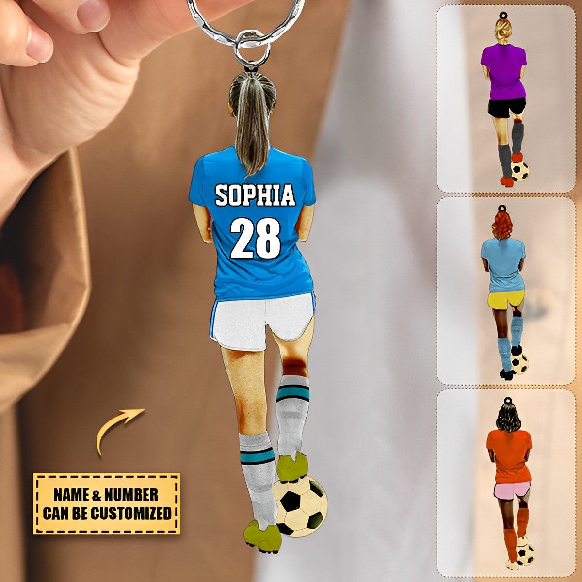 Personalized Female Soccer Player Acrylic Keychain For Soccer Lovers