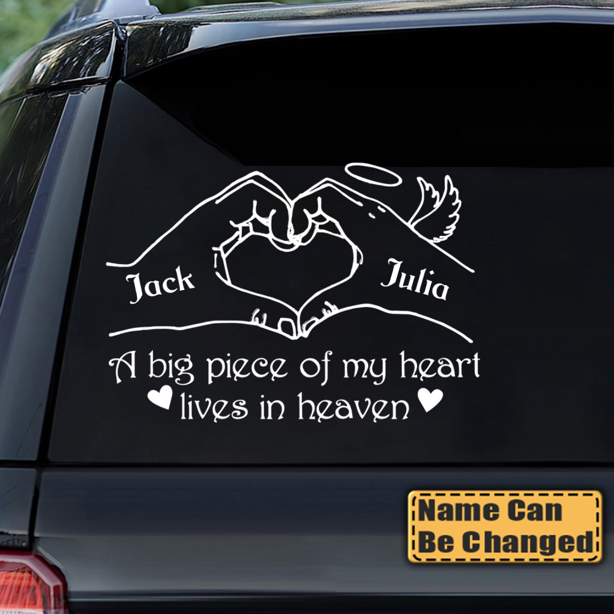 Custom Personalized Heaven Decal - Memorial Gift Idea, Family, Angels, A Big Piece Of My Heart Lives In Heaven