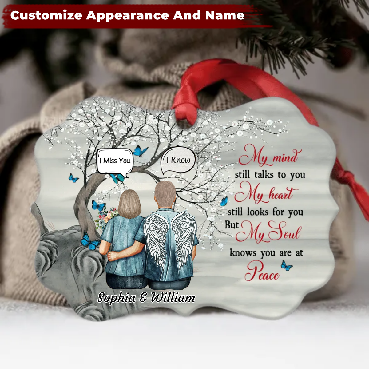 My Mind Still Talks To You Personalized Medallion Couple Ornament Memories In Heaven