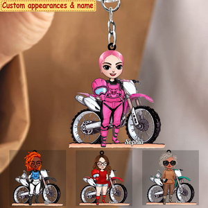 Personalized Woman Dirt Bike Motocross Lover Acrylic Keychain