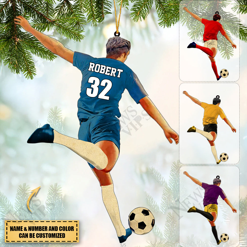 Personalized Soccer Player Acrylic Christmas Ornament For Soccer Lovers