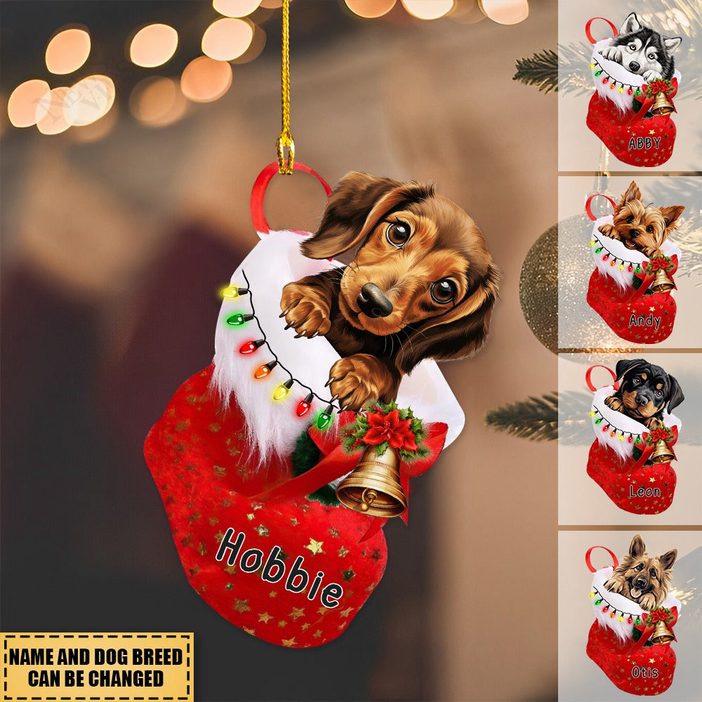 Christmas Sock Bell Cute Dog Personalized Ornament