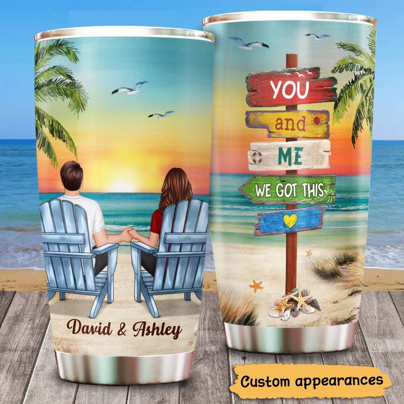 Couple Back View Beach Landscape Happy Place Personalized Tumbler