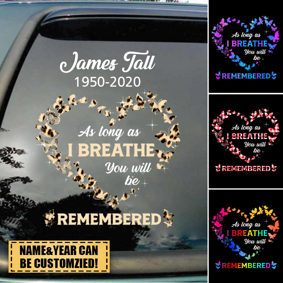 Patterns Butterflies Heart Memorial Personalized Decal