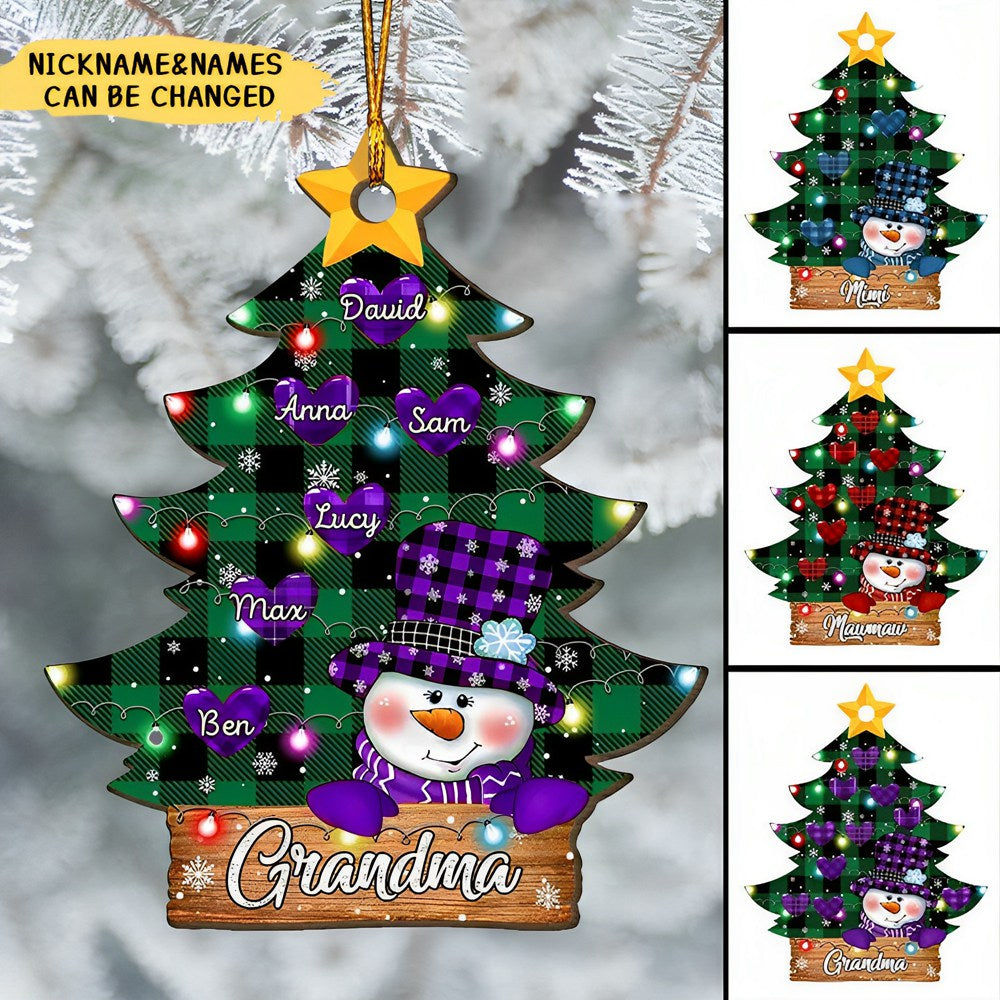 Christmas Colorful Snowman Grandma Mom Sweet Heart Kids Pine Tree Personalized Ornament