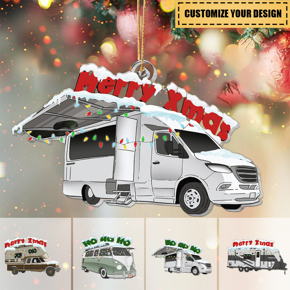 Christmas Camping Trailer - Personalized Custom Shaped Ornament