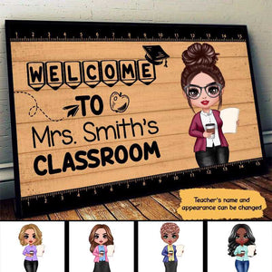 Welcome To Teacher Classroom Simple Personalized Horizontal Poster