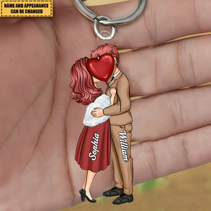 Hugging and kissing couples - Personalized Acrylic Keychain - Birthday Gift For Spouse, Lover, Husband, Wife, Boyfriend, Girlfriend