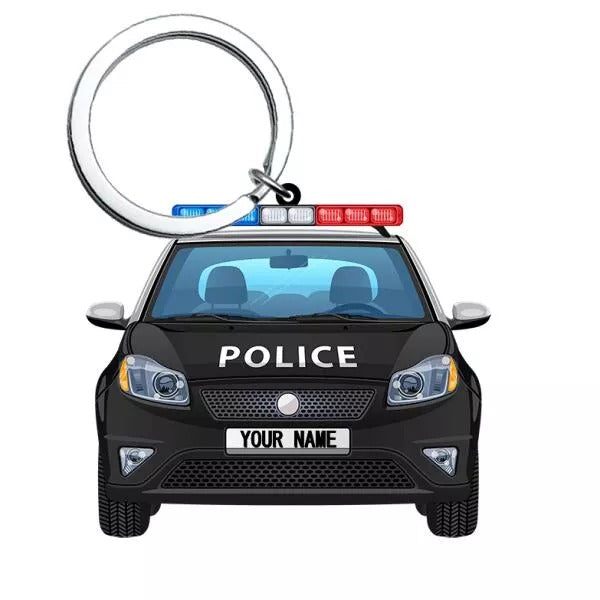 PERSONALIZED POLICE CAR CUSTOM NAME KEYCHAIN