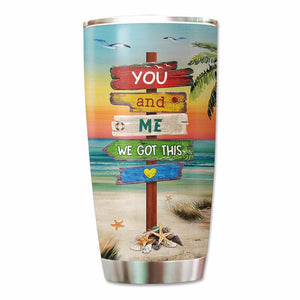 Couple Back View Beach Landscape Happy Place Personalized Tumbler