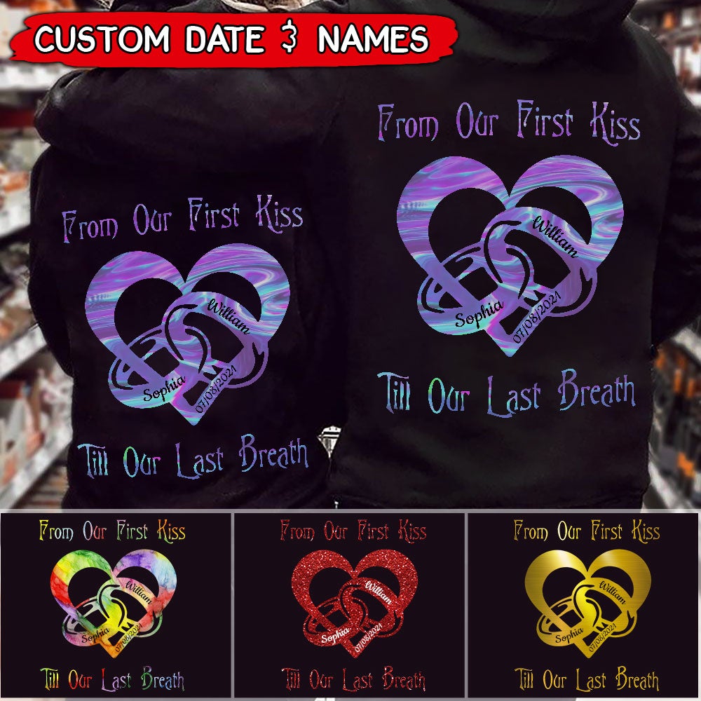 From Our First Kiss Till Our Last Breath Couple Rings Personalized Hoodie NLA30DEC21TP1