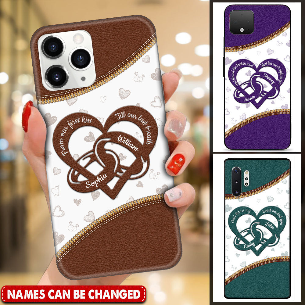 From Our First Kiss Till Our Last Breath Heart with Couple Rings Custom Phone Case NLA13JUN22TP1