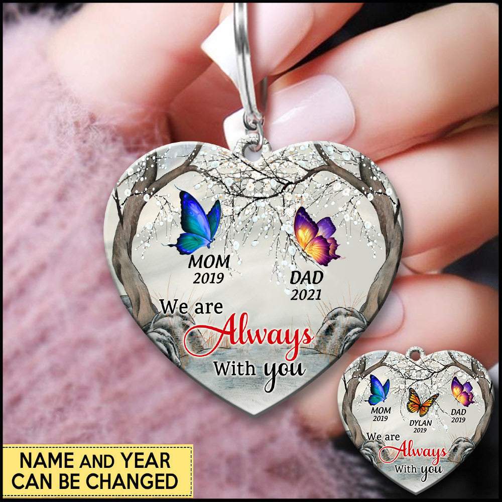 I Am Always With You Butterfly Memorial Gift Custom Wooden Keychain DHL14APR22CT2