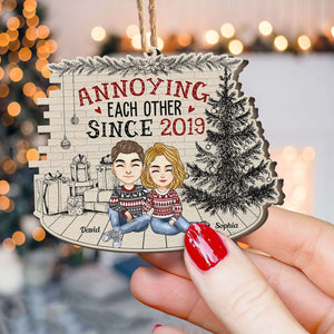 Annoying Each Other  - Personalized Custom Shaped Wooden Ornament