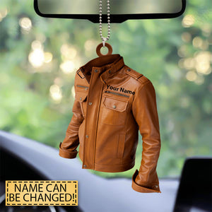 Personalized Custom Name Motorcycle Leather Jacket Car Ornament