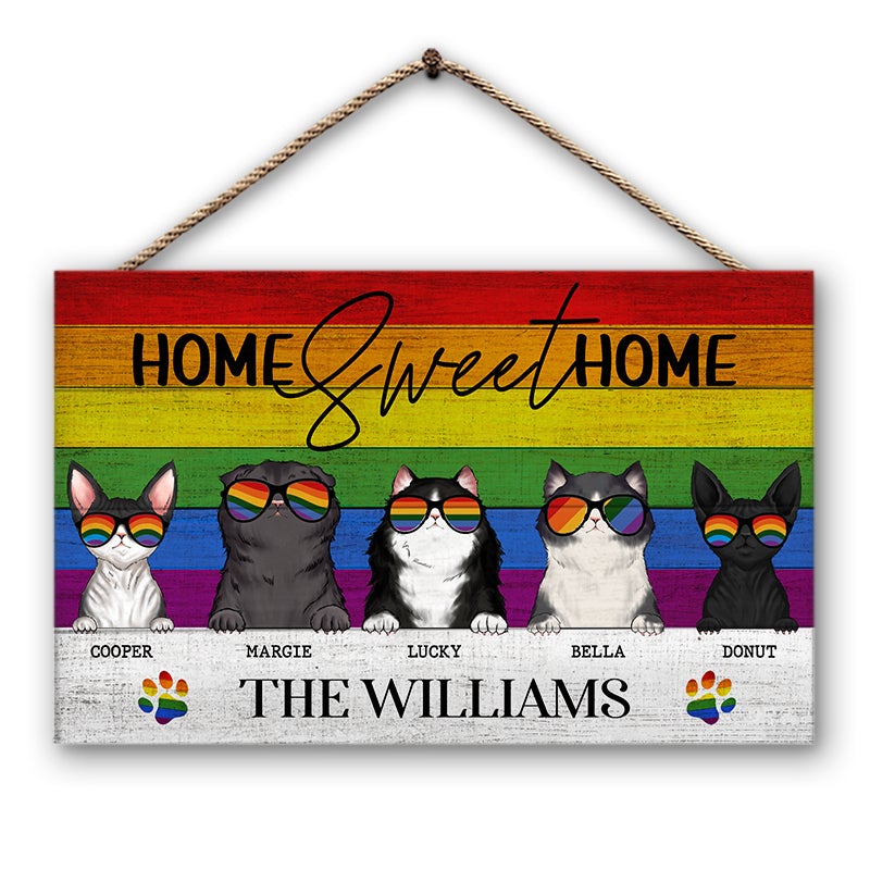 Cat Pride Home Sweet Home - Personalized Custom Wood Rectangle Sign