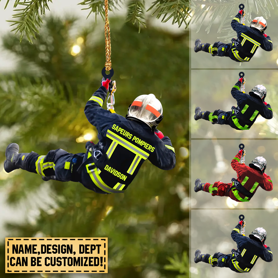 PERSONALIZED FRENCH FIREFIGHTER CHRISTMAS ORNAMENT