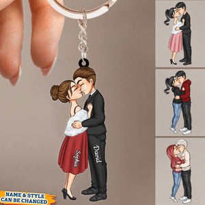 Hugging and kissing couples - Personalized Keychain - Anniversary, Birthday Gift For Spouse, Lover, Husband, Wife, Boyfriend, Girlfriend