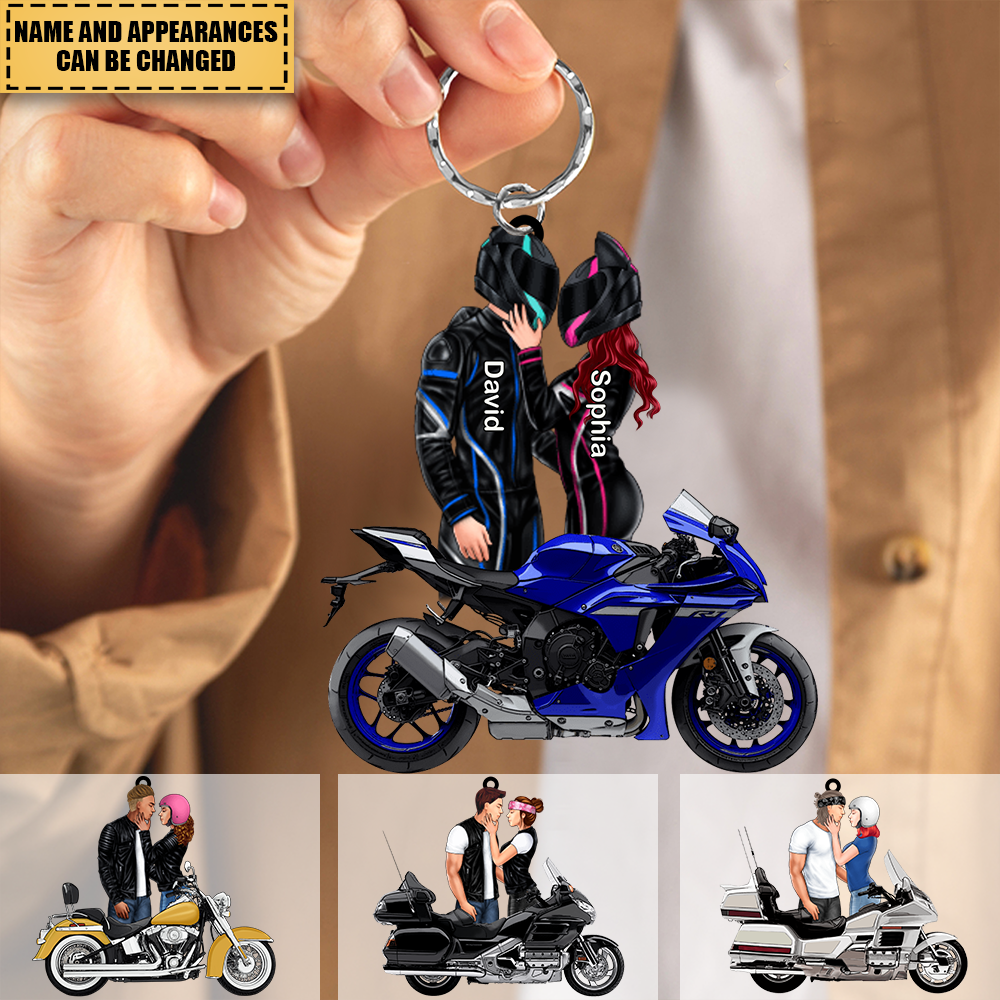 Biker Couple This Is Us Personalized Keychain For Couples, Him, Her, Motorcycle Lovers