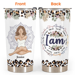 I Am Strong Beautiful - Personalized Tumbler Cup - Gift For Yoga Lover