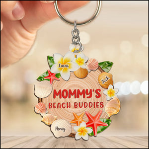 Grandma Mom's Beach Buddies, Summer Vacation Gift For Nana Personalized Keychain