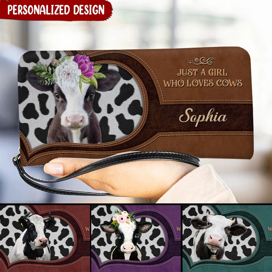 Cow Breeds, Just A Girl Who Loves Cows Colorful Leather Texture Personalized Woman Purse