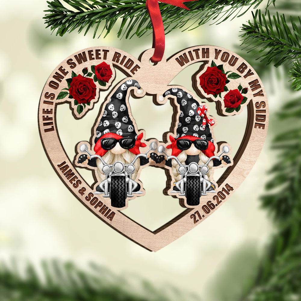 Life Is One Sweet Ride With You By My Side Personalized Biker Dwarf Ornament, Christmas Tree Decor