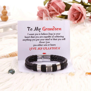 To My Grandson - I LOVE YOU- Nylon Rope Bracelet