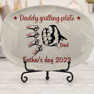 Daddy Grilling Platter Personalized Hands To Hands Father's day Gift For Grandpa Daddy Papa